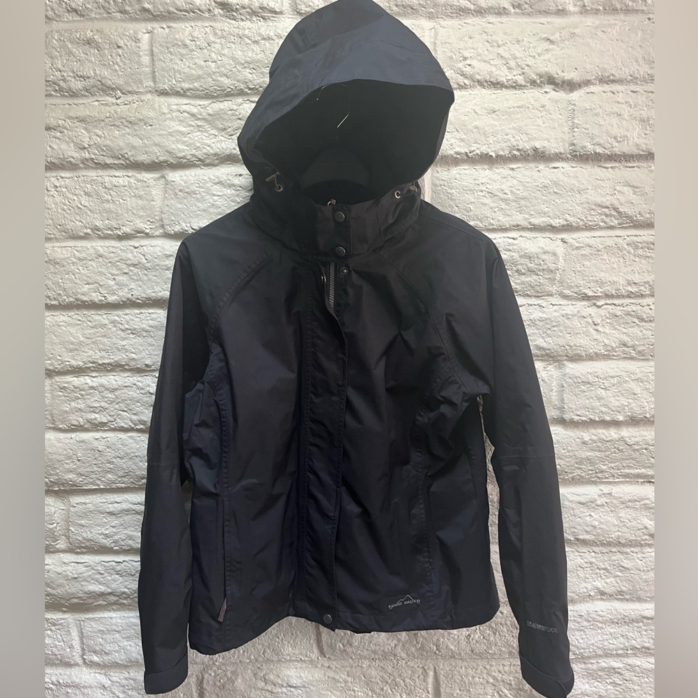 Men’s Eddie Bauer Black Hooded All-Weather/ Weather Edge Jacket